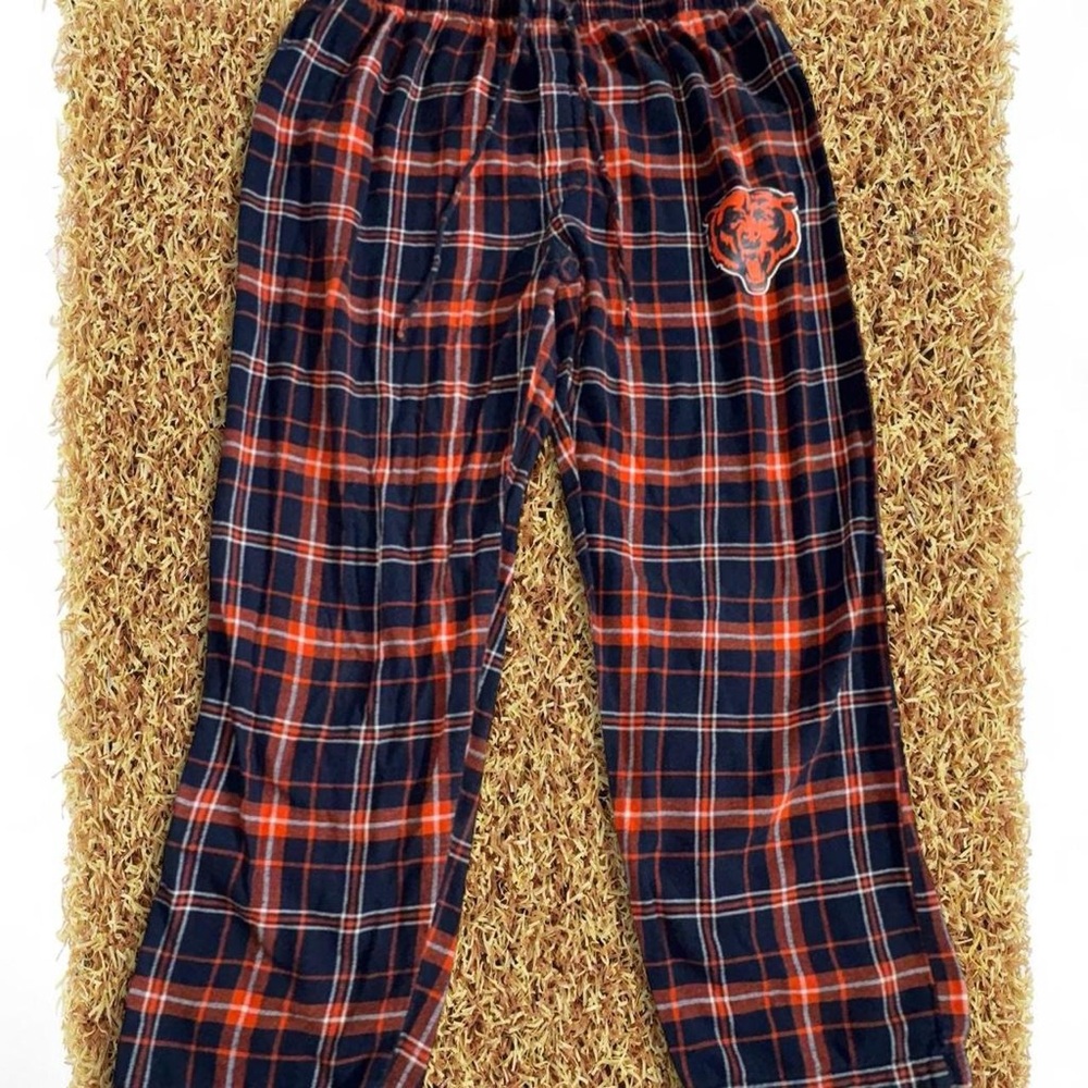 Youth L Chicago Bears navy & orange plaid flannel pyjama pants #NFL #flannel